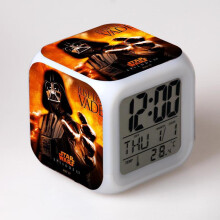 (07) Star Wars Alarm Clock The Force Awakens Colorful Mood Square Clock Collectible Desk Clock for Bedroom Kids Gift