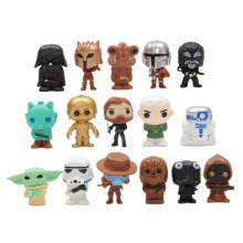 (16pcs) 16Pcs Mini Star Wars Stormtrooper Darth Vader Baby Yoda Action Figure Model Set