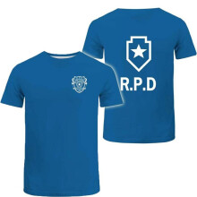 (blue, L) Resident Evil Raccoon Police Department RPD Logo T-Shirt