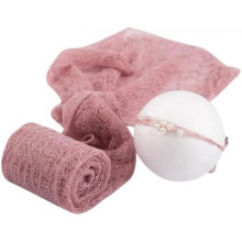 Cabilock Baby Wrap Blanket Soft Newborn Photography Prop with Hat Mohair Blend Lilac for Baby Photo Shoot Swaddle
