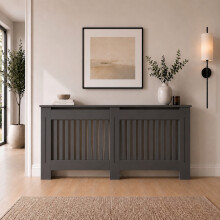 1720mm Radiator Cover Anthracite Grey Painted Modern Vertical Slat MDF Cabinet for Radiators Extra Large