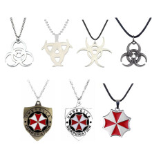 (N1141) Resident Evil Umbrella Corporation Red Umbrella Logo Pendant Necklace Alloy Badge Charm Cosplay Jewelry Gift