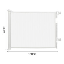 Porte d'escalier extensible 150cm, barrière de sécurité pour bébé, enfants, chats et chiens, blanc