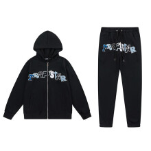(black, M) Trap Men's Fall Winter Tracksuit Hoodie Sweatshirt Pants Set Letter Pullover Drawstring Casual Sportswear