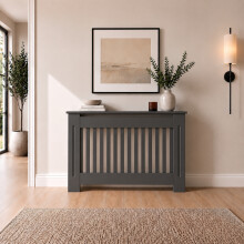 Radiator Cover Anthracite Grey Painted Modern Vertical Slat MDF Cabinet for Radiators Medium (H: 81.5cm / W: 112cm / D: 19cm)