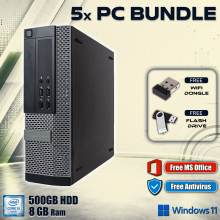 5x PC Bundle - Dell Desktop Computer Window 11 - Core i5 8GB Ram 500GB HDD - Refurbished
