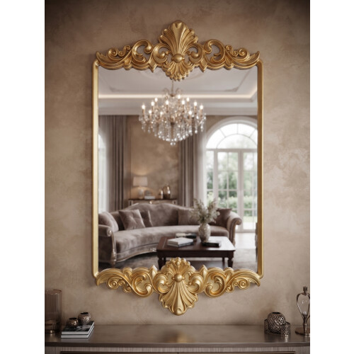 RectangularBaroque Wall Gold Ornate Mirror 43x82Cm 2