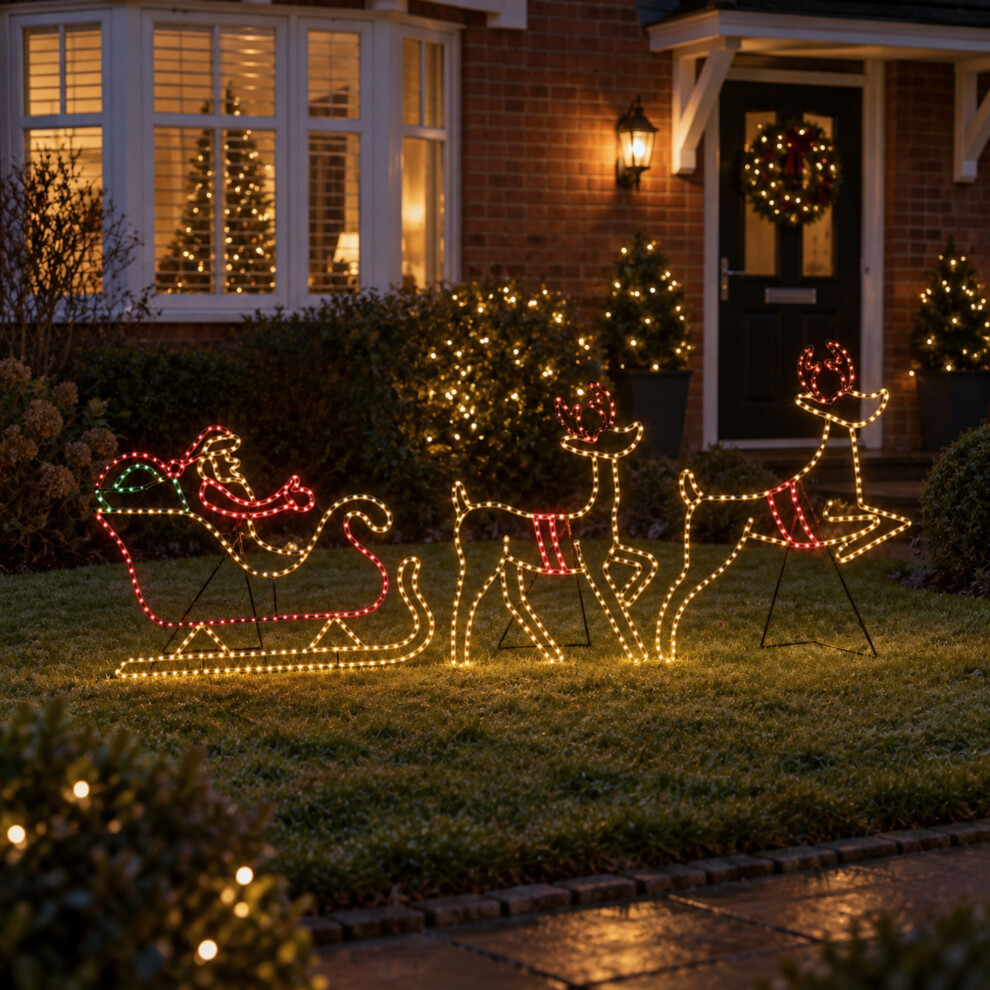 Samuel Alexander Unisex Multicolor Santas Sleigh & Reindeer Light Up Christmas Silhouette With 662 Leds Large - Image 4