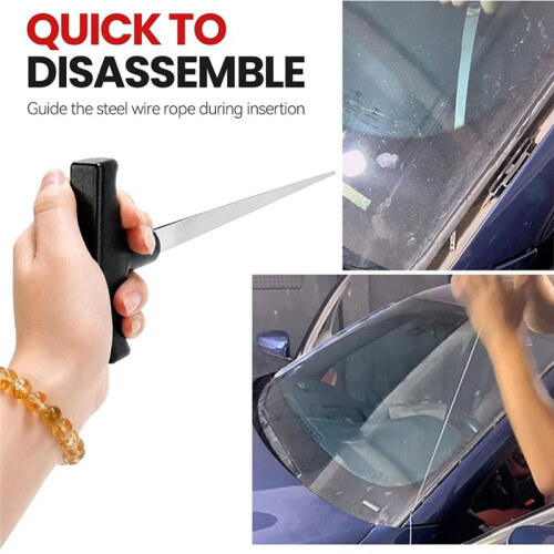 4PCS Windshield Removal Tool Kit, 65.6 Ft Windshield Cutting Wire with   Handle & 2 T Handles,Grip Handles
