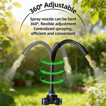 360 Copper Nozzles with Tee Connector for Drip Irrigation Kit Garden Greenhouse Cooling Misting Emitter