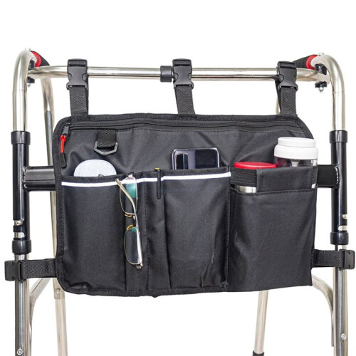 Upgrade Walker Basket: Detachable Storage Bag for Folding Walkers with Cup Holder 2