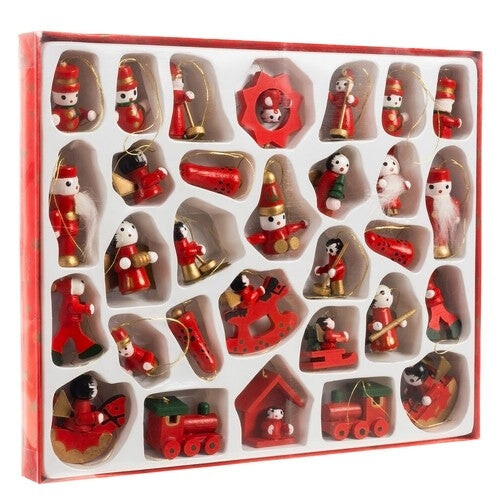 HOUTEN HANGERS / KERSTBALLEN 30 st 1