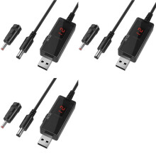 3X USB to 9V,5V to 12V Step ,USB Cable 5V Boost to 9V 12V Voltage Converter 1A Step- Volt Transformer Power
