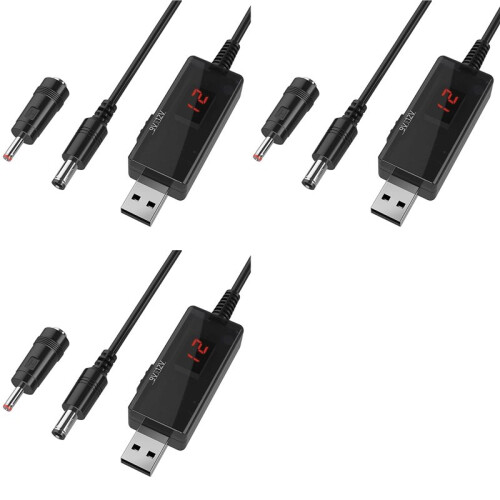 3X USB Naar 9V, 5V Naar 12V Step , USB-Kabel  5V Boost Naar 9V 12V Voltage Converter 1A Step- Volt Transformator Power