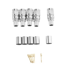 5pieces RPTNC Male Straight Solderless EZ for RF Crimp Coaxial Connector for LMR400/RG8/H1000 Cable