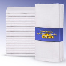 18 x White Cotton Napkins Table Linen Dinner Eco-friendly Cotton Hotel Wedding (50 x 50 cm)