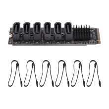 M.2 to 3.0 Riser Card 6 Port M.2 NVME to SATA3.0 Converter with 5xSATA 3.0 Cable for NVME to SSD Adapter Card