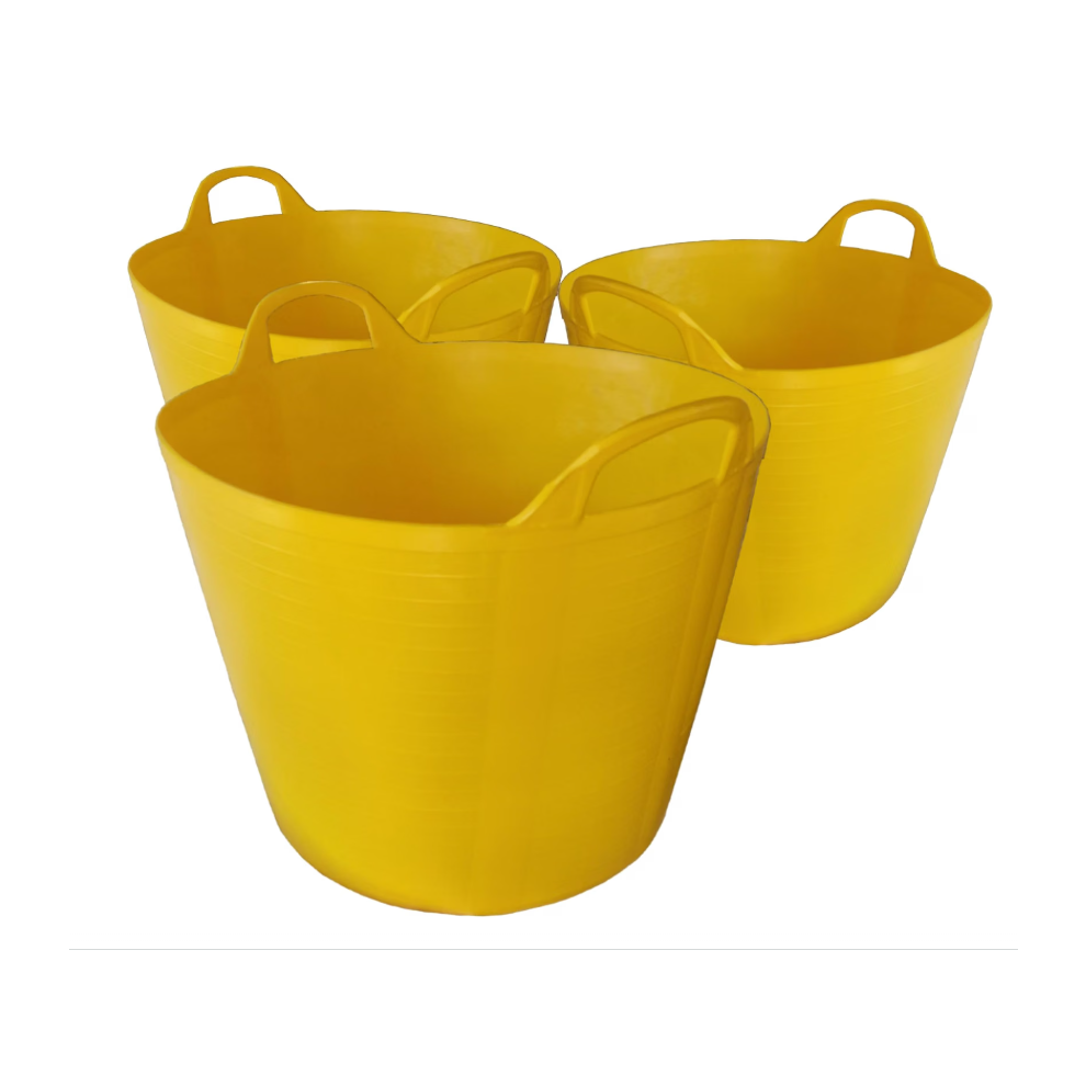 B&Q - 42L Yellow Flexible Tub Multi-Purpose Garden Tubs With Handles Builders Buckets Heavy Duty Ideal Plastic Bucket Durable - Image 2