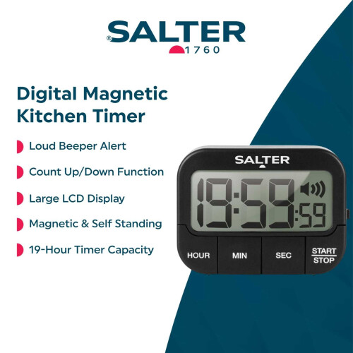 Salter Salter Digital Kitchen Timer Loud Countdown Cooking Self Standing & Magnetic 1