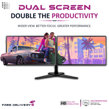 FULL HD Dual Monitor Screen Bundle DELL 2 x 24" 1920x1080 HDMI - Refurbished