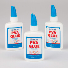 Baker Ross Mini Washable PVA Glue Bottles (Pack of 3 60ml) For Kids To Make, Arts and Crafts