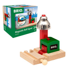 BRIO World Magnetic Bell Signal for Kids, Wooden Railway Accessory with Ringing Bell, No Batteries Required, Ages 3 Years and Up