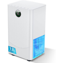 12L/day Dehumidifier with Humidity Sensor & Display and 24-Hour Timer, 3 Dehumidification Modes, Suitable Bedrooms, Office, Basements, Continuous Drai