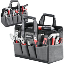 Durable 15-inch Tool Bag, 18 Pockets, Waterproof Nylon, Black — heavy duty organizer, mechanic storage carrier