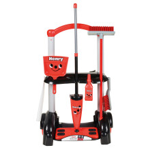 Casdon Henry Cleaning Trolley Toy, Red Henry-Inspired, Mop, Brushes, Dustpan & Accessories, Ages 3+