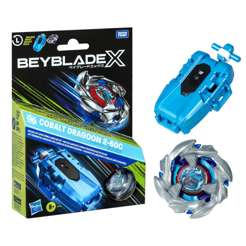 BeyBlade Beyblade X Cobalt Dragoon 2-60C Deluxe Left-Spin String Launcher Set