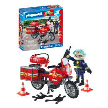 Playmobil Action Heroes: Motorcycle & Oil Spill Incident Playset (71466) with radio & fire extinguisher. Ages 4+.