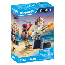 PLAYMOBIL 71421 Pirates: Pirate vs. Deeper – Cannon Master, fantasy pirate world, fun imaginative role-play, playsets suitable for children ages 4+