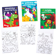 Baker Ross FE577 Mini Colouring Books - Pack of 12 Books, 12cm x 16cm, 20 Pages Each, 4 Assorted Themes, Drawing, Activity Books