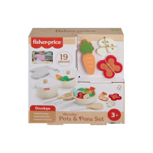 Fisher-Price Wood Pots & Pans Set, Play Kitchen Toy
