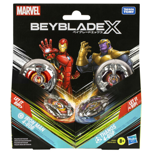 BeyBlade Beyblade X Marvel Collab Iron Man 4-80B vs. Thanos 4-60B Multipack Set 2