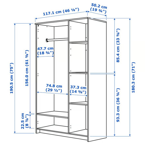 IKEA BRIMNES 3 Door Wardrobe with Mirror 117cm 1