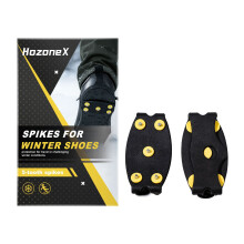 (1PAIR) HOZONEX anti-skating claws, winter ice and snow road walking, non-slip, outdoor hiking, universal portable crampon shoe covers