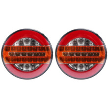 2pcs 4 Inch Trailer Dynamic Tail Light 24V LED Truck Brake Light LED Round Water Hamburger for Cars Boats Buses Caravans