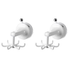 2X Rotatable Kitchen Hook - 6-Claw Suction Cup Wall Mount for Spatulas & Cookware, Drill-Free Plastic Storage Solution