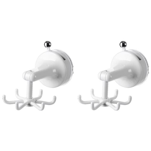 2X Rotatable Kitchen Hook - 6-Claw Suction Cup Wall Mount for Spatulas & Cookware, Drill-Free Plastic Storage Solution
