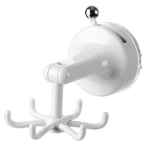 2X Rotatable Kitchen Hook - 6-Claw Suction Cup Wall Mount for Spatulas & Cookware, Drill-Free Plastic Storage Solution 1