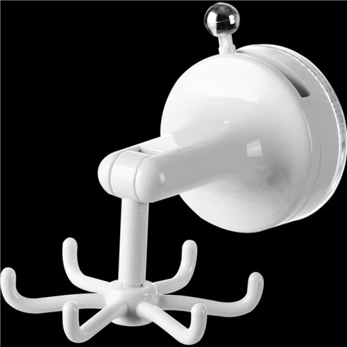2X Rotatable Kitchen Hook - 6-Claw Suction Cup Wall Mount for Spatulas & Cookware, Drill-Free Plastic Storage Solution 2