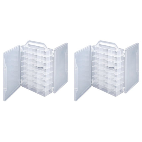 2X Double Sided 46 Grids Sewing Organizer,Sewing Spool Thread Storage Box, for Embroidery Floss, Jewelry