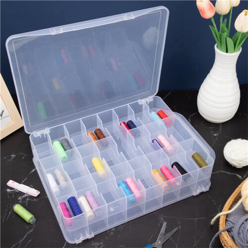 2X Double Sided 46 Grids Sewing Organizer,Sewing Spool Thread Storage Box, for Embroidery Floss, Jewelry 2