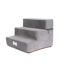 Soft Dog Stairs Ladder Non Slip 3 Steps Pet Removable Zipper Cover Small Cat A