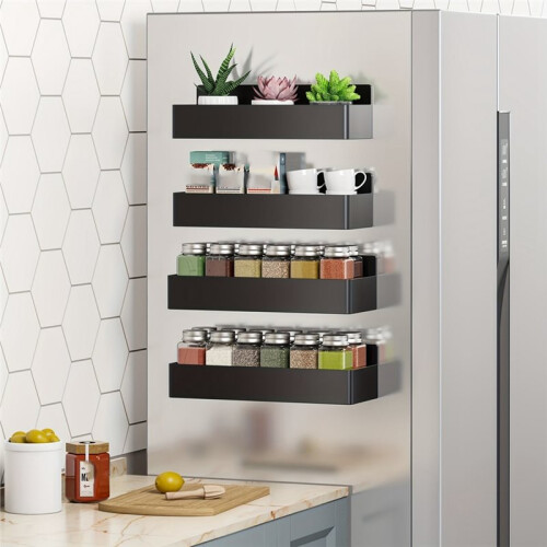 Magnetic Storage Rack 2pcs/4pcs, Wall Mounted No-Drill Shelf for Kitchen & Bathroom, Space-Saving 1