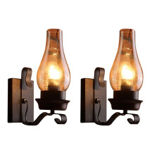 2X Vintage Rustic Wall Lamp in Glass and Mood Light Decorative Lamp for Bedroom (Does Not Contain Bulbs)