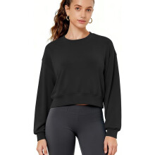 Crop Top de Mujer Manga Larga Transpirable Diario Moderno Clásico Negro Talla M — camiseta modal mujer