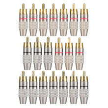20 Pack RCA Male Plug Solder, Audio Video Cable Adapter Connector for Speaker Wire, Amplifier and Sound Systems