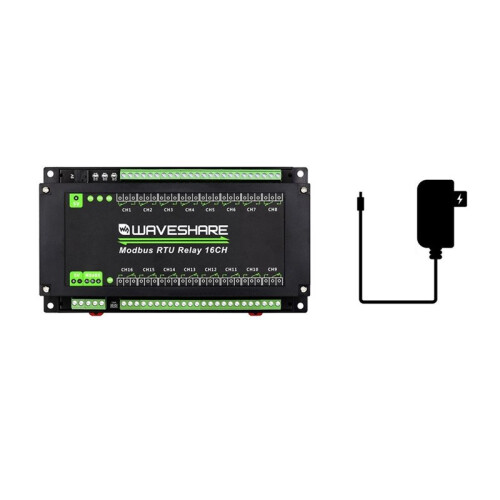 Waveshare Modbus RTU 16-Ch Relay Module RS485 Interface Rail-Mount Case with Multiple Isolation Protection Circuits US Plug